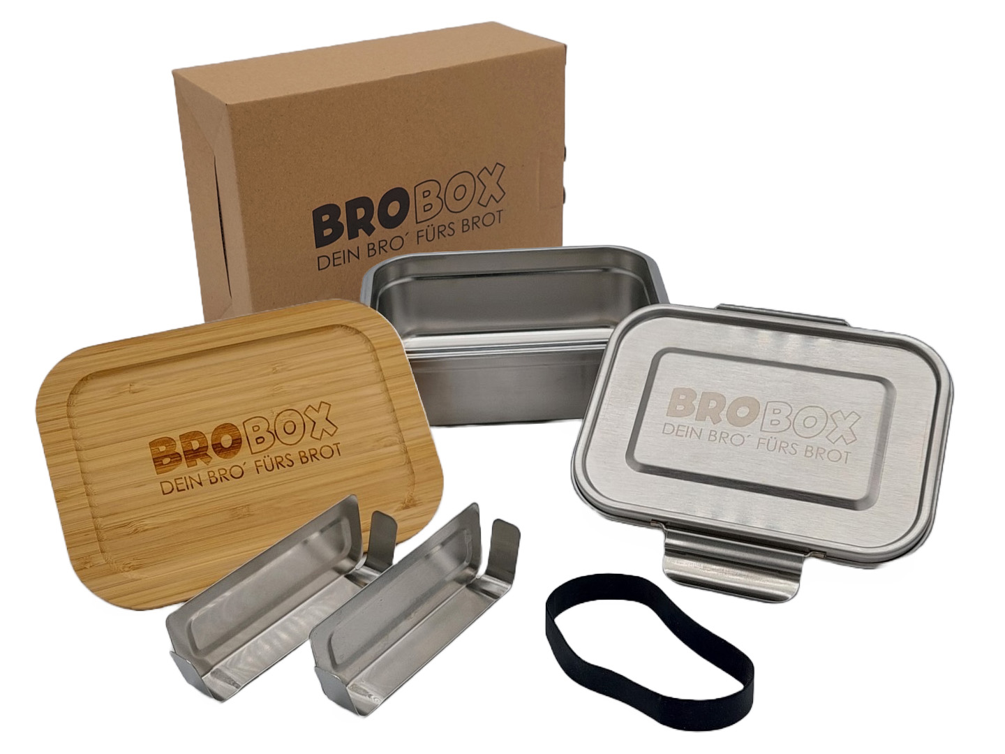 BroBox 1200 ml | inkl. 2 x Edelstahl-Aufteiler  + Edelstahldeckel